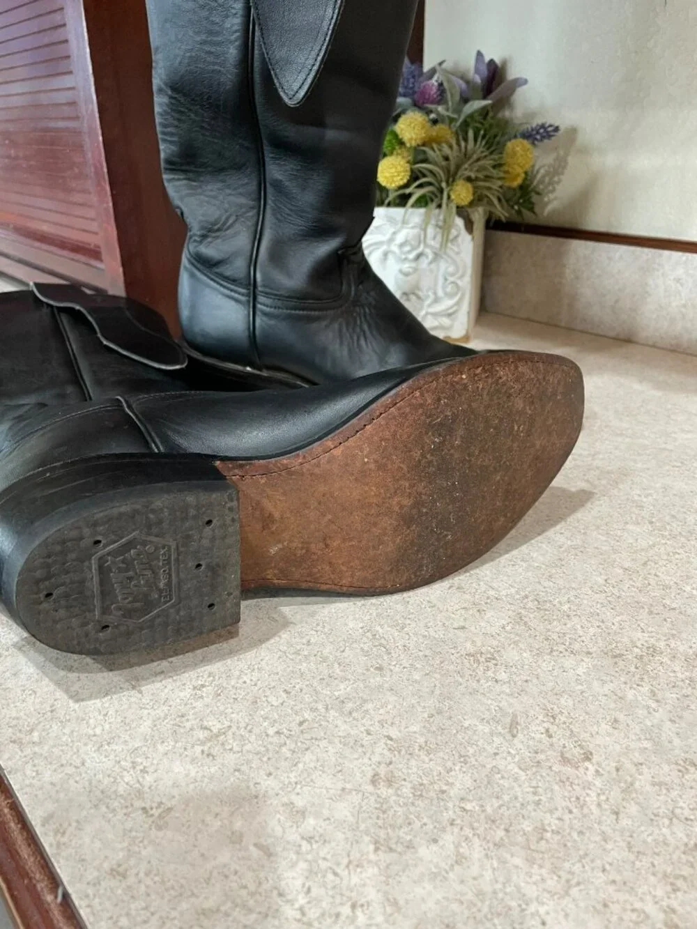 Tony Lama Dominion Old West Shooter Boots Men’s 8D Black Leather 17” Stovepipe